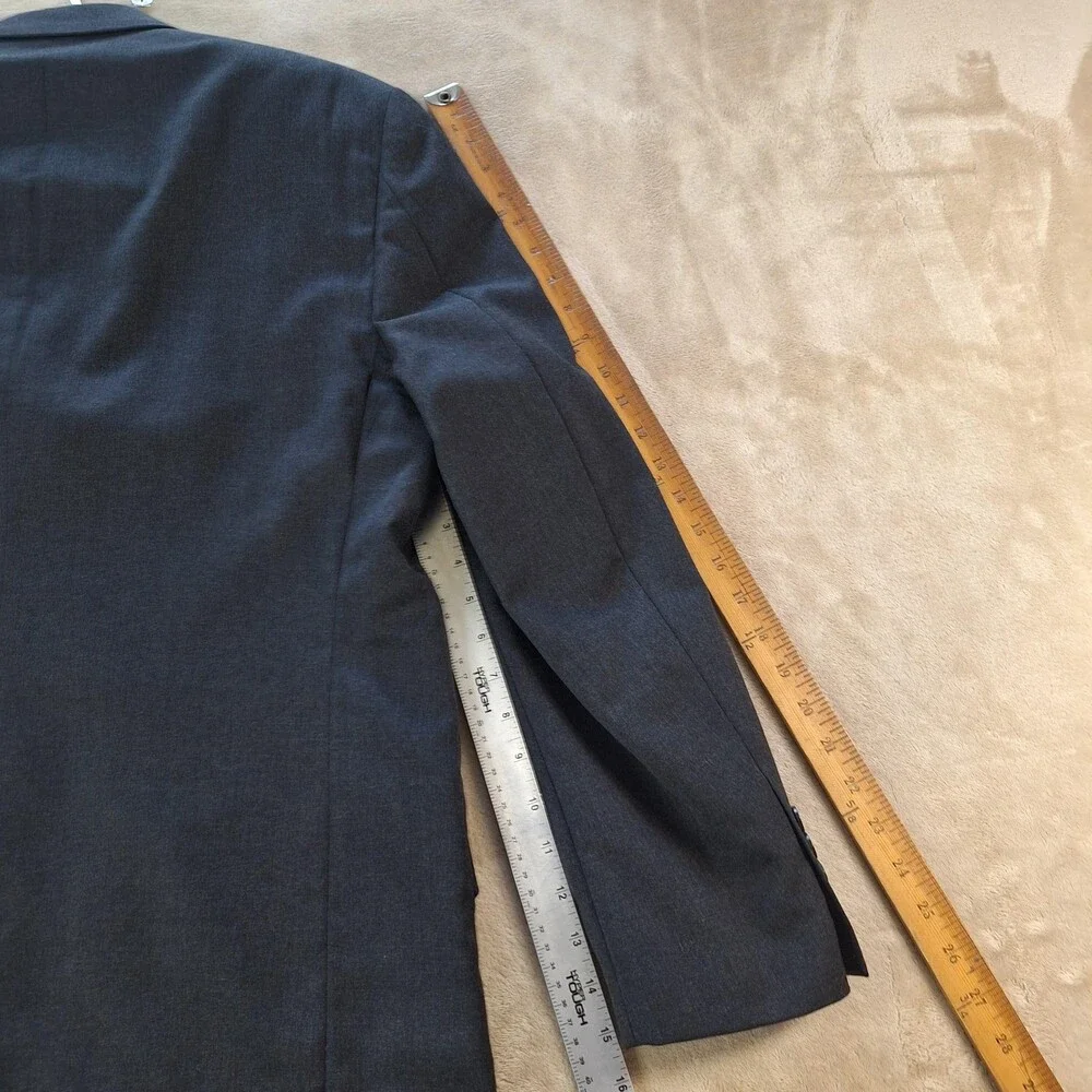 Perry Ellis Portfolio Suit Mens 44 36x31 Gray Wool Ventless 2 Btn 2 Piece Formal